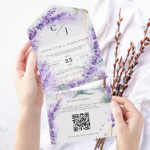 Rustic Lavender Elegant Seal and Send Bröllop