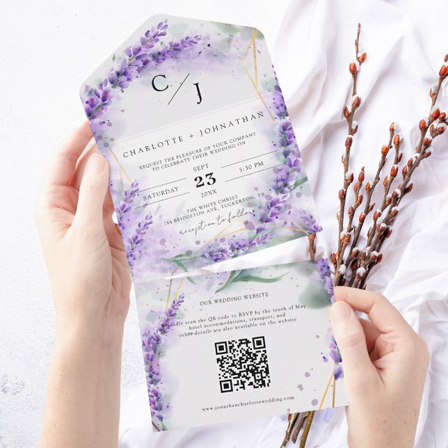 Rustic Lavender Elegant Seal and Send Bröllop (Skapare uppladdad)
