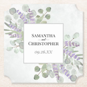 Rustic Lavender & Eucalyptus Elegant bröllop Underlägg Papper