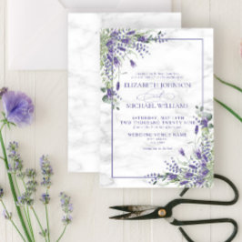 Rustic Lavender Eucalyptus Greenery Bröllop Inbjudningar