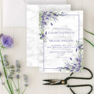 Rustic Lavender Eucalyptus Greenery Bröllop Inbjudningar