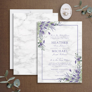 Rustic Lavender Eucalyptus Greenery Bröllop Inbjudningar
