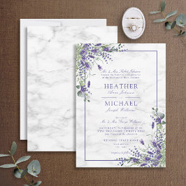 Rustic Lavender Eucalyptus Greenery Bröllop Inbjudningar