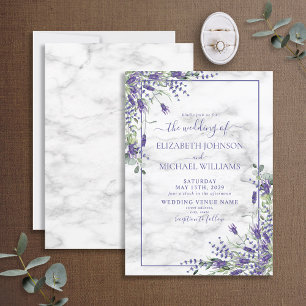 Rustic Lavender Eucalyptus Greenery Photo Bröllop Inbjudningar