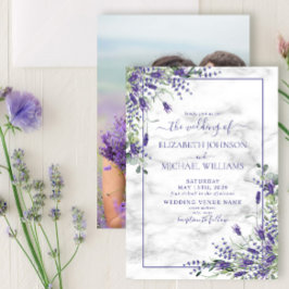 Rustic Lavender Eucalyptus Greenery Photo Bröllop Inbjudningar