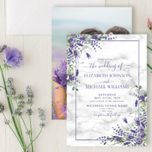 Rustic Lavender Eucalyptus Greenery Photo Bröllop Inbjudningar
