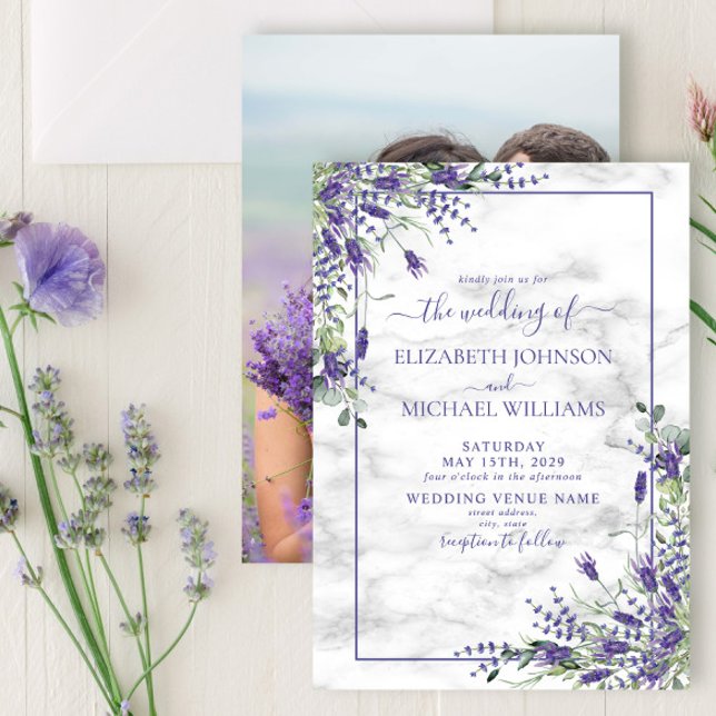 Rustic Lavender Eucalyptus Greenery Photo Bröllop Inbjudningar (Skapare uppladdad)