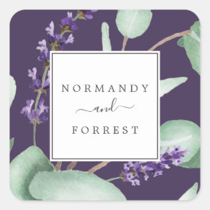 Rustic Lavender & Eucalyptus Lila Kuvert Seals Fyrkantigt Klistermärke