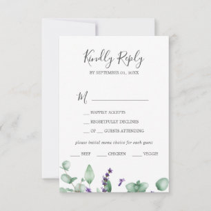 Rustic Lavender & Eucalyptus Menu Choice OSA kort