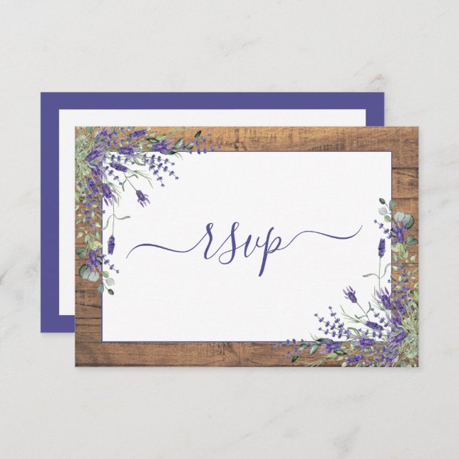 Rustic Lavender Eucalyptus Script Wood OSA (Fram/baksida)