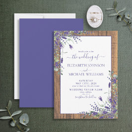 Rustic Lavender Eucalyptus Wood Script Bröllop Inbjudningar