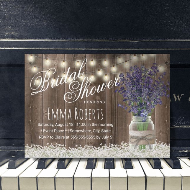 Rustic Lavender Flowers Mason Burk Möhippa Inbjudningar (Skapare uppladdad)