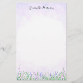 Rustic Lavender Grass Greenery Vår Watercolor Brevpapper