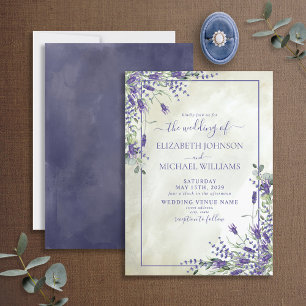 Rustic Lavender Greenery Watercolor Photo Bröllop Inbjudningar