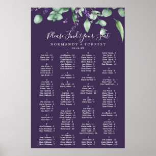 Rustic Lavender Lila Alfabetiskt sittningsschema Poster