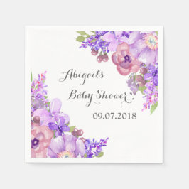 Rustic Lavender Lila Blommigt Baby Shower Napkins Pappersservett