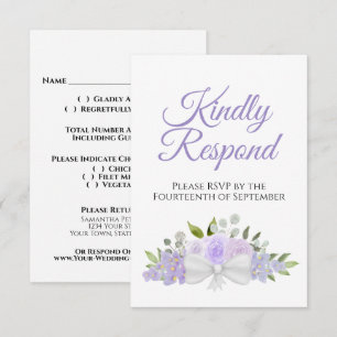 Rustic Lavender Lila Blommigt Bouquet Bröllop OSA Kort