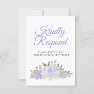 Rustic Lavender Lila Blommigt Bouquet Bröllop OSA Kort