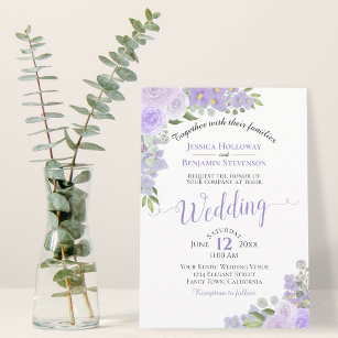 Rustic Lavender Lila Watercolor Blommigt Bröllop Inbjudningar