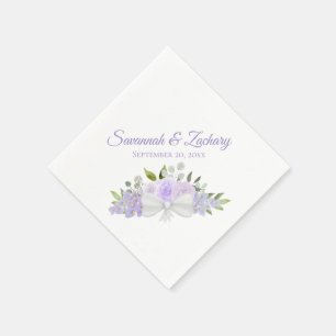 Rustic Lavender Lila Watercolor Blommigt Bröllop Pappersservett