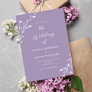 Rustic Lavender Lila WildblommBoho Bröllop Inbjudningar