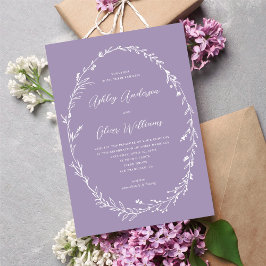Rustic Lavender Lila Wildblomme Wandan Bröllop Inbjudningar