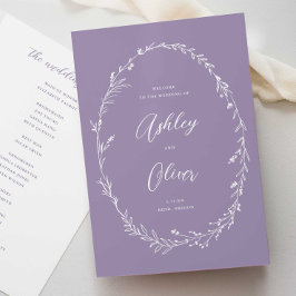 Rustic Lavender Lila Wildblomme Wandan Bröllop Program