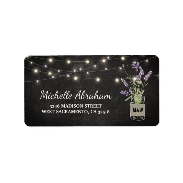 Rustic Lavender Mason Burk Ljus Adressetikett (Framsidan)