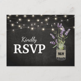 Rustic Lavender Mason Burk Ljus Bröllop OSA Inbjudan Vykort