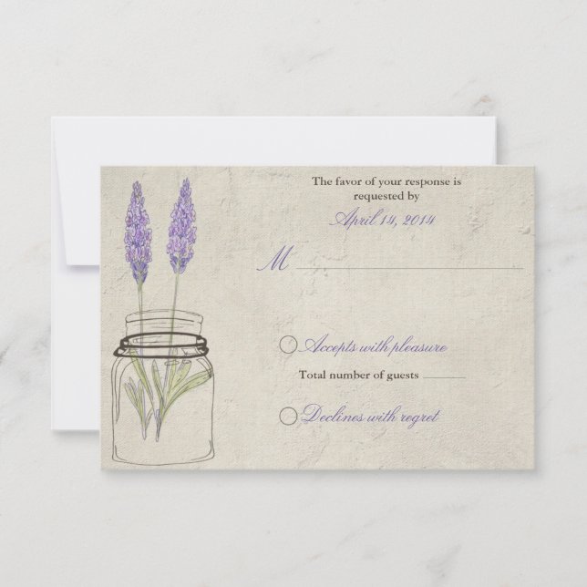 Rustic Lavender Mason Burk OSA | Bröllop Kort (Framsida)