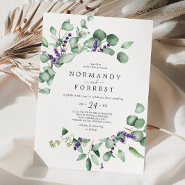Rustic Lavender och Eucalyptus Avslappnad Bröllop Inbjudningar