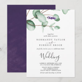 Rustic Lavender och Eucalyptus Bröllop Inbjudningar
