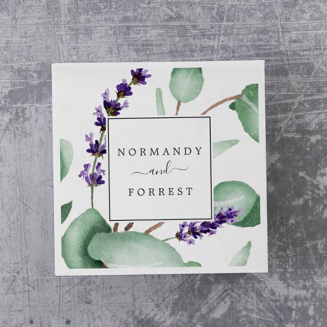 Rustic Lavender och Eucalyptus Bröllop Pappersservett (Skapare uppladdad)