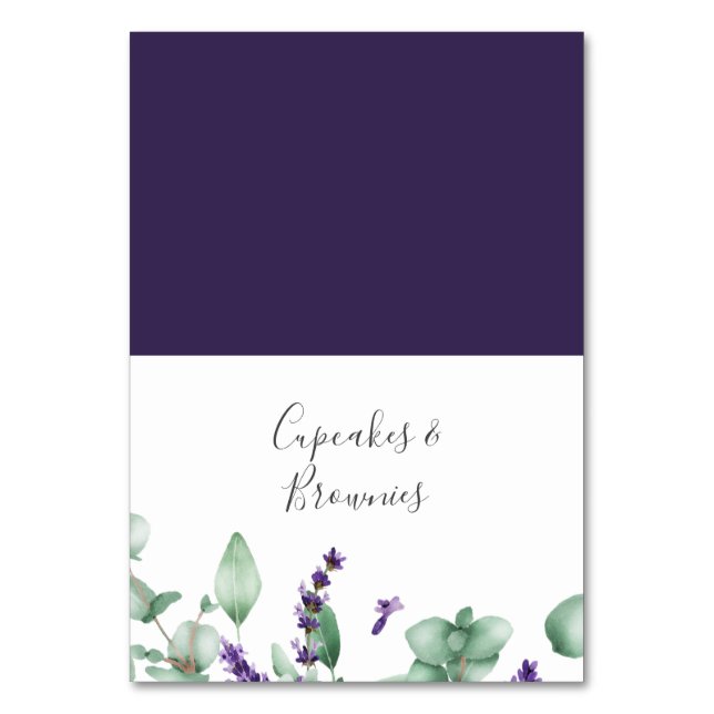 Rustic Lavender och Eucalyptus Buffet Food Labels Bordsnummer (Framsidan)