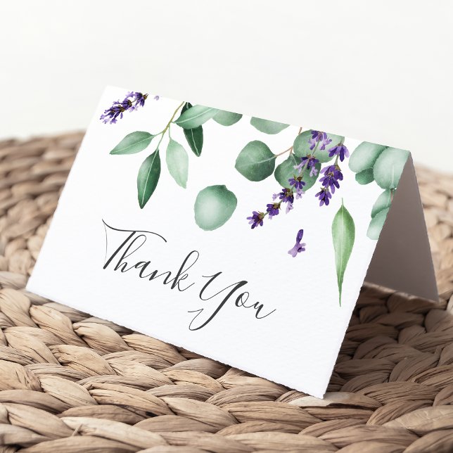 Rustic Lavender och Eucalyptus Tack Kort (Skapare uppladdad)