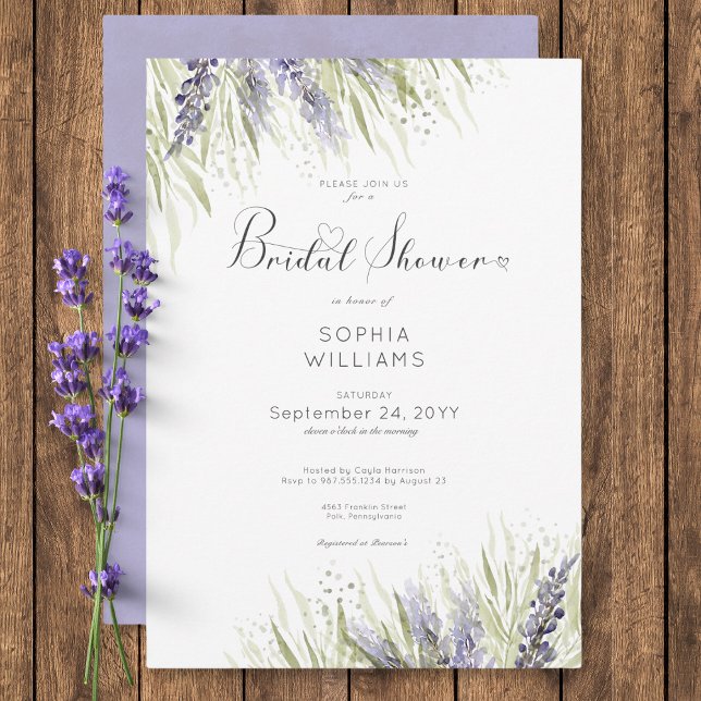 Rustic Lavender & Sage Möhippa Inbjudningar (Rustic Lavender & Sage Bridal Shower Invitation)