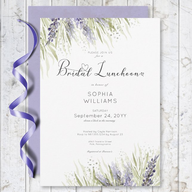 Rustic Lavender & Sage Möhippa Luncheon Inbjudningar (Rustic Lavender & Sage Bridal Luncheon Invitation)