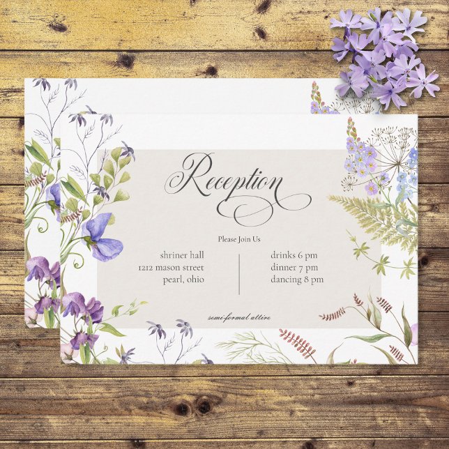 Rustic Lavender & Sage Wildblomme White Reception Tilläggskort (Skapare uppladdad)