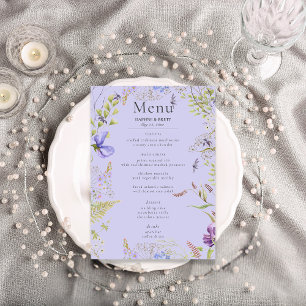Rustic Lavender Sage WildblommLavender Bröllop Meny