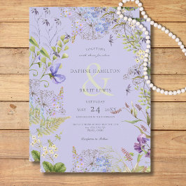 Rustic Lavender & Sage Wildblommor Lavender Inbjudningar