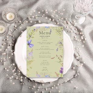 Rustic Lavender & Sage Wildblommor Sage Bröllop Meny