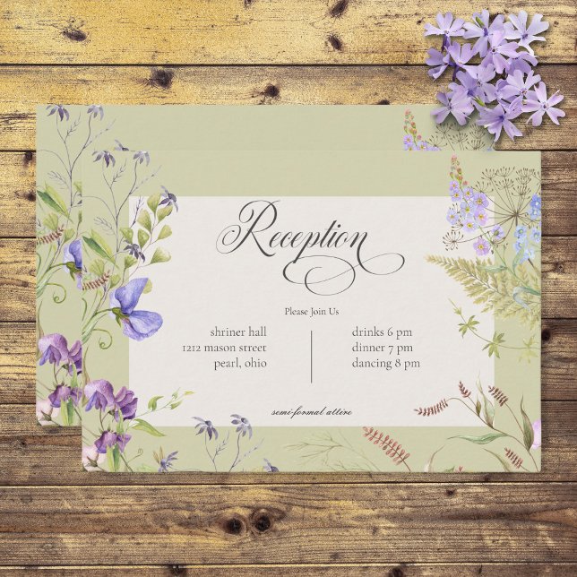 Rustic Lavender & Sage Wildblommor Sage Reception Tilläggskort (Skapare uppladdad)