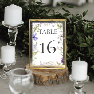 Rustic Lavender & Sage Wildblommor White Bröllop Bordsnummer