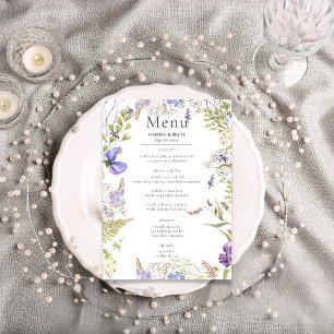 Rustic Lavender & Sage Wildblommor White Bröllop Meny