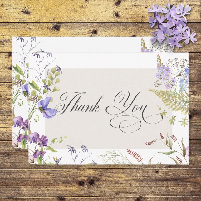 Rustic Lavender & Sage WildblomWhite Tack Kort (Skapare uppladdad)