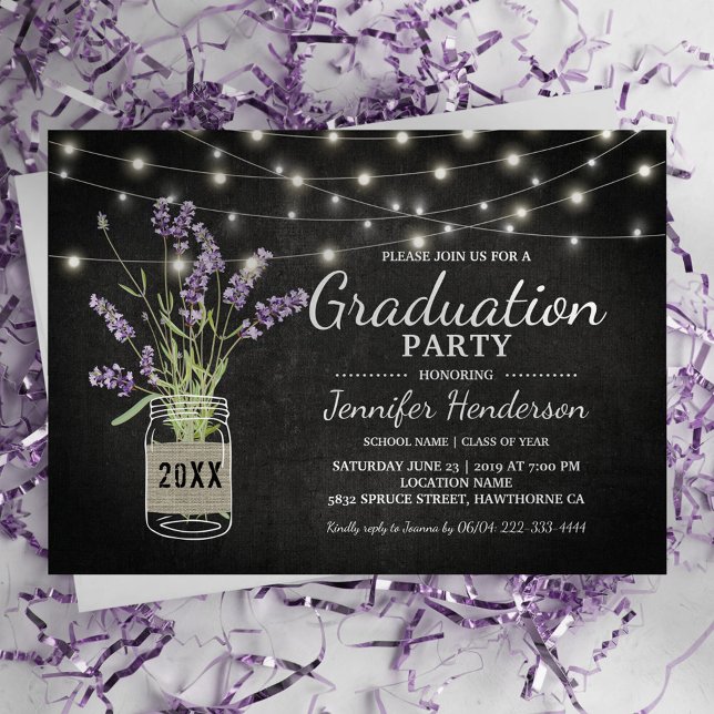 Rustic Lavender Studentfest Class of 2025 Inbjudningar (Skapare uppladdad)