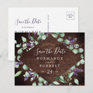 Rustic Lavender   Träspara vykort för datum