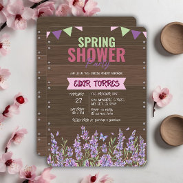 Rustic Lavender Vår Shower Party Baby Shower Inbjudningar