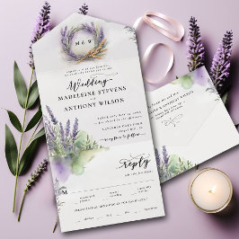 Rustic Lavender Watercolor Modern Romantic Bröllop