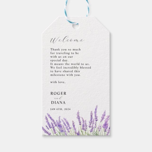 Rustic Lavender Wedding Favor Presentetikett (Framsidan)